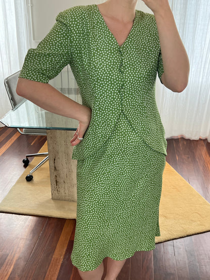 Green polka dot dress
