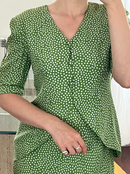 Green polka dot dress