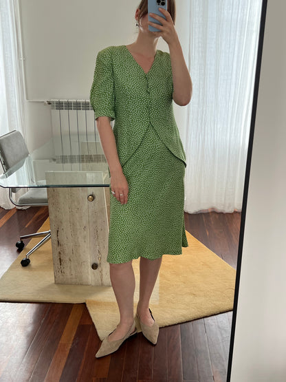 Green polka dot dress