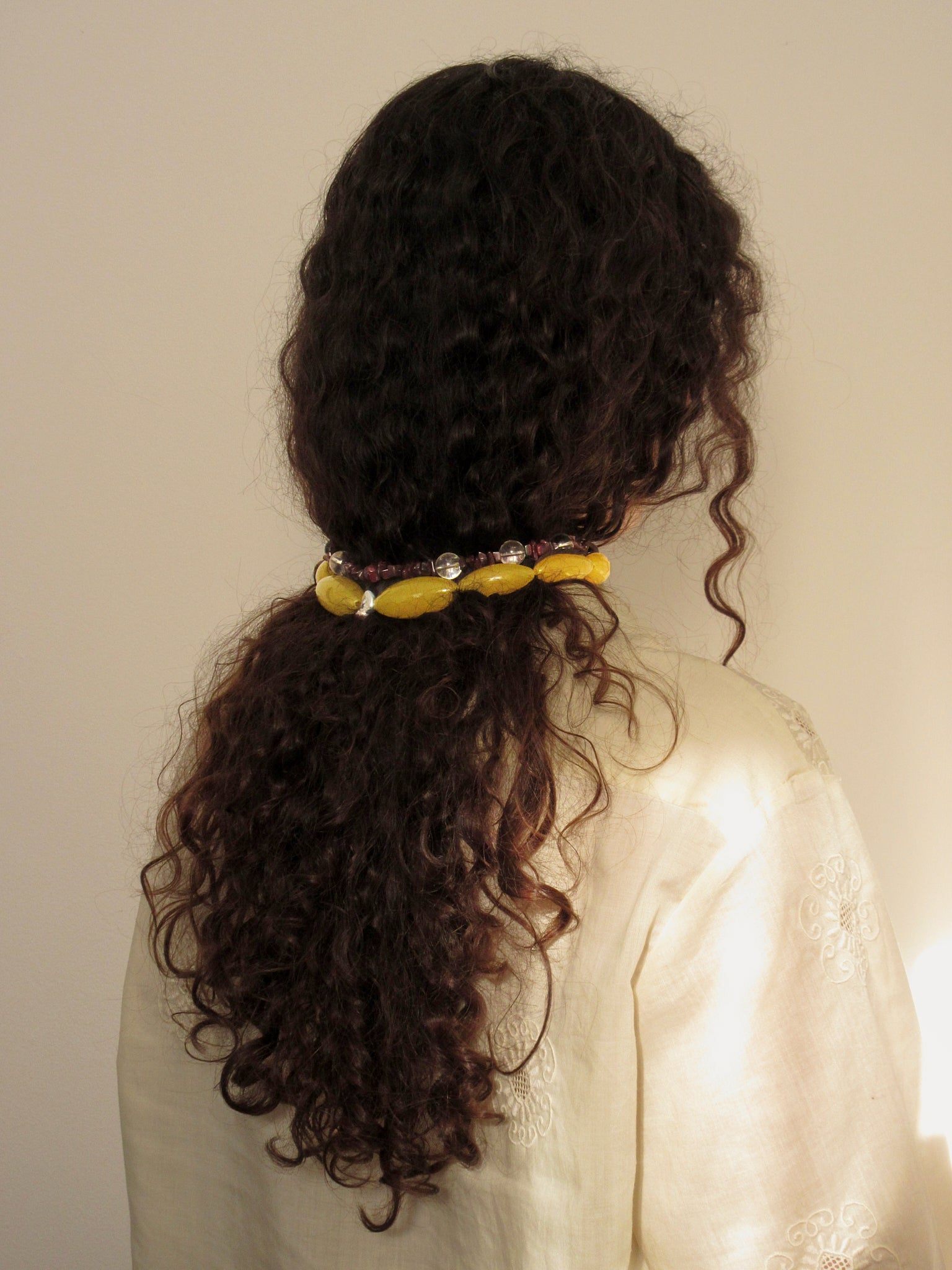 Yellow acetate statement necklace