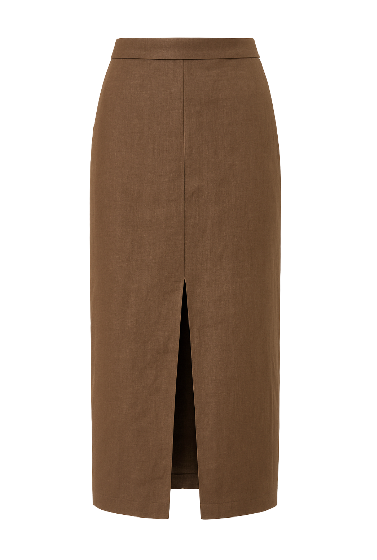 Brown midi skirt with slit