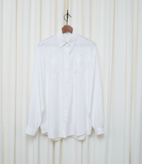 White Thai silk embroidered blouse