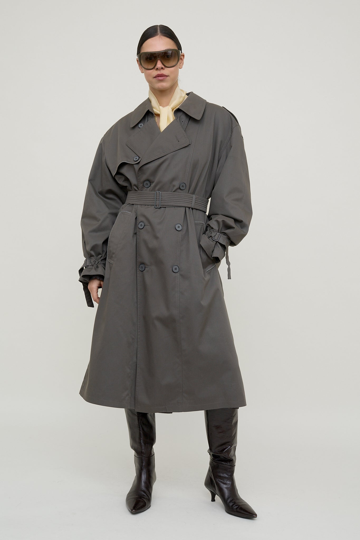 Urban slate belted vintage trench