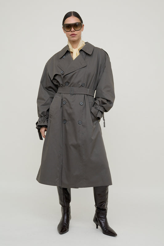 Urban slate belted vintage trench