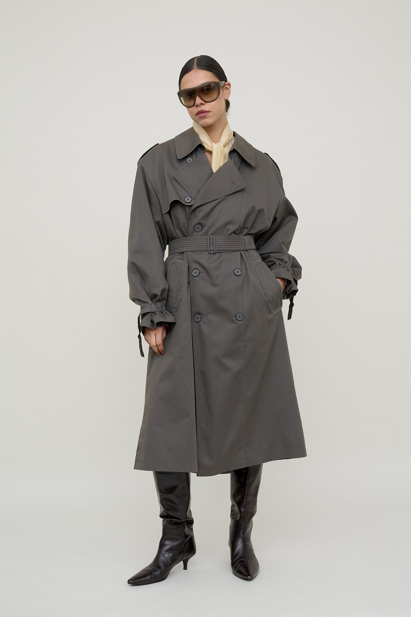 Urban slate belted vintage trench
