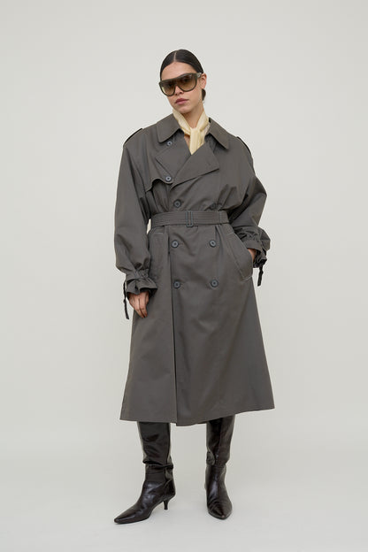 Urban slate belted vintage trench