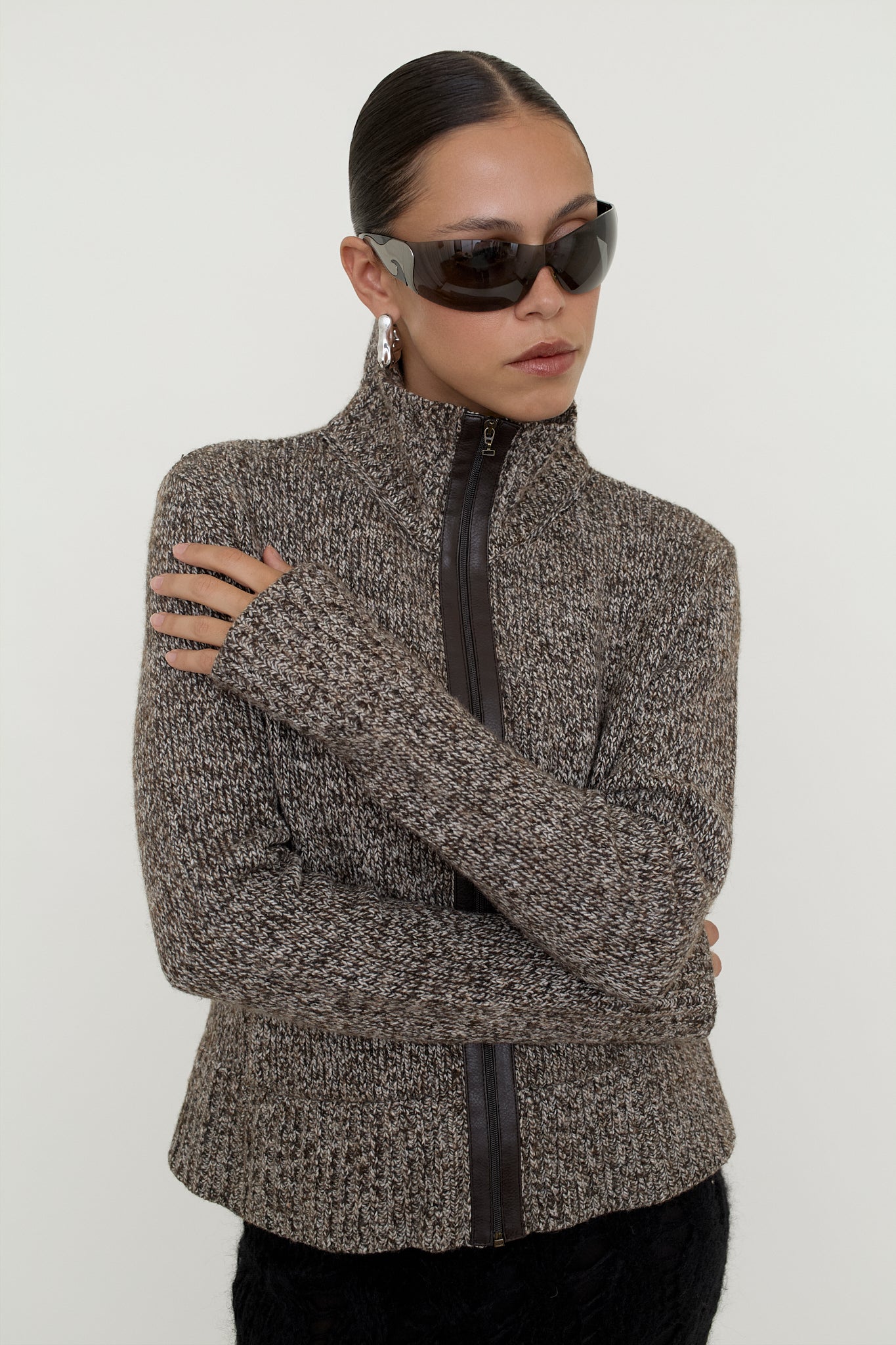 Marella wool blend zip cardigan