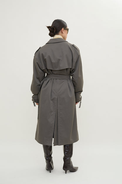 Urban slate belted vintage trench