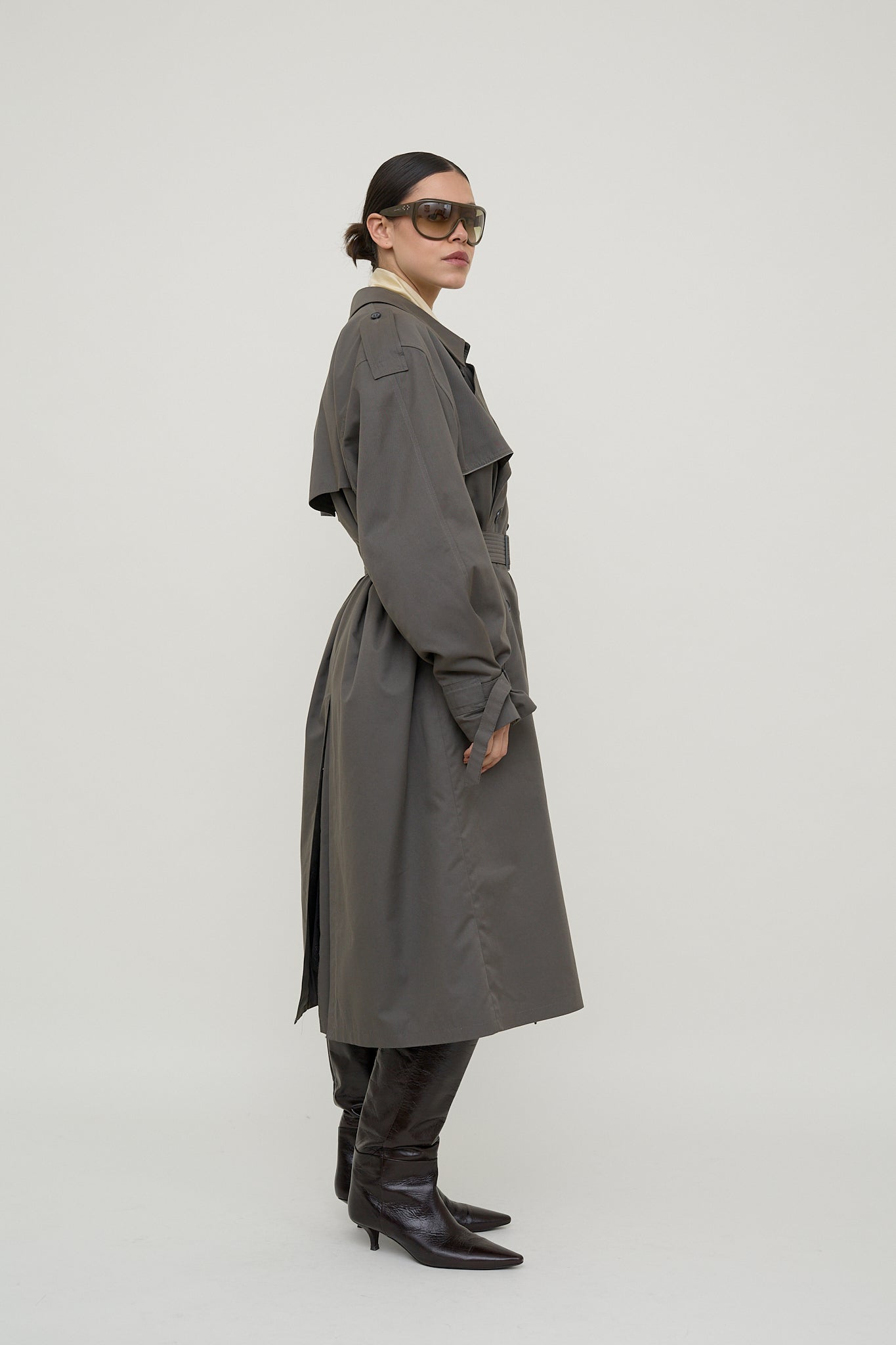 Urban slate belted vintage trench