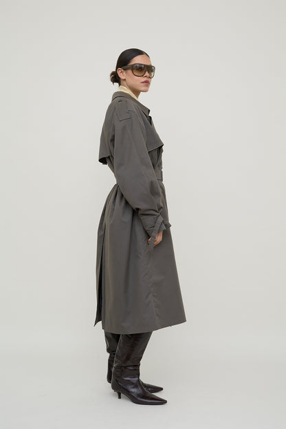 Urban slate belted vintage trench