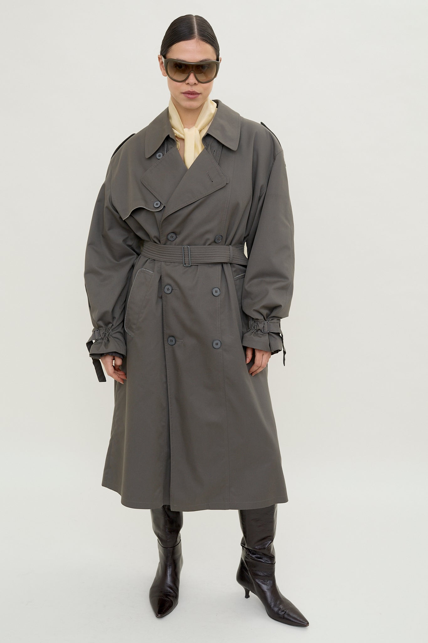 Urban slate belted vintage trench