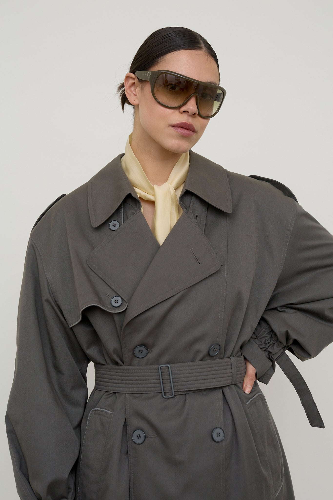 Urban slate belted vintage trench