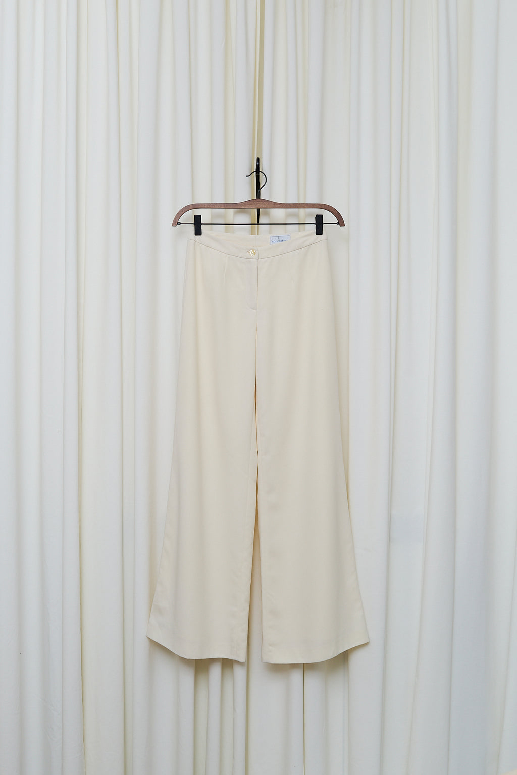 Cream wide-leg trousers