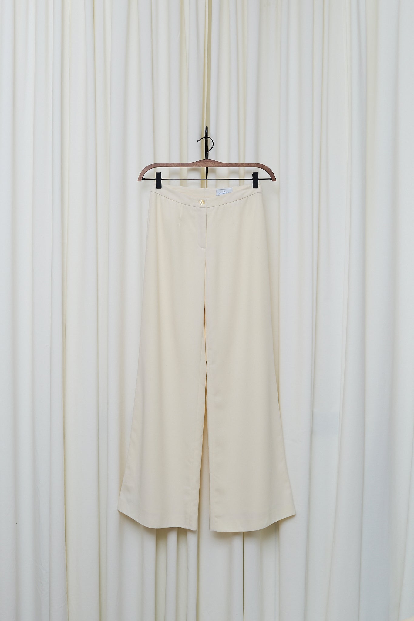 Cream wide-leg trousers