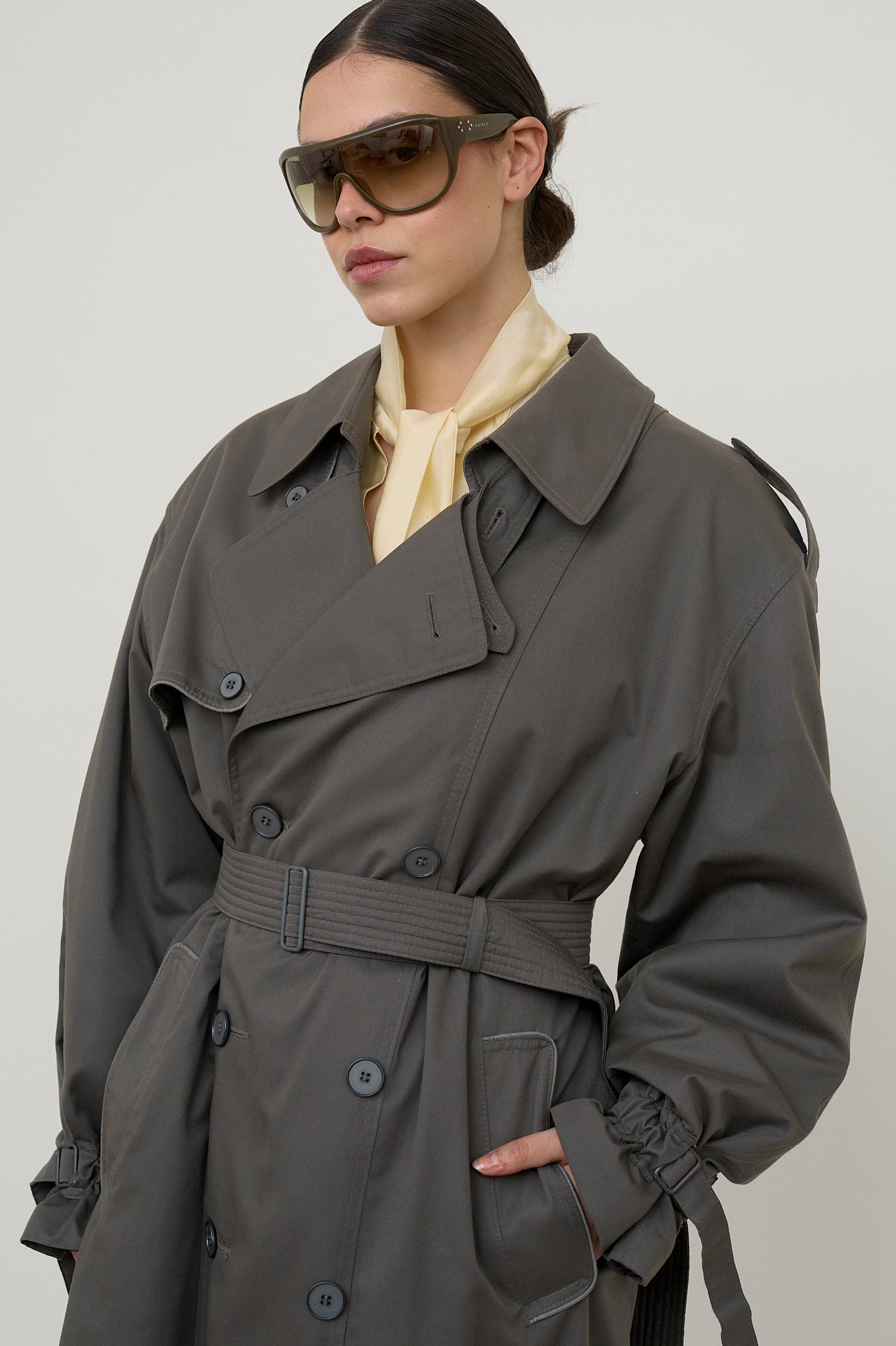 Urban slate belted vintage trench