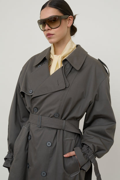 Urban slate belted vintage trench