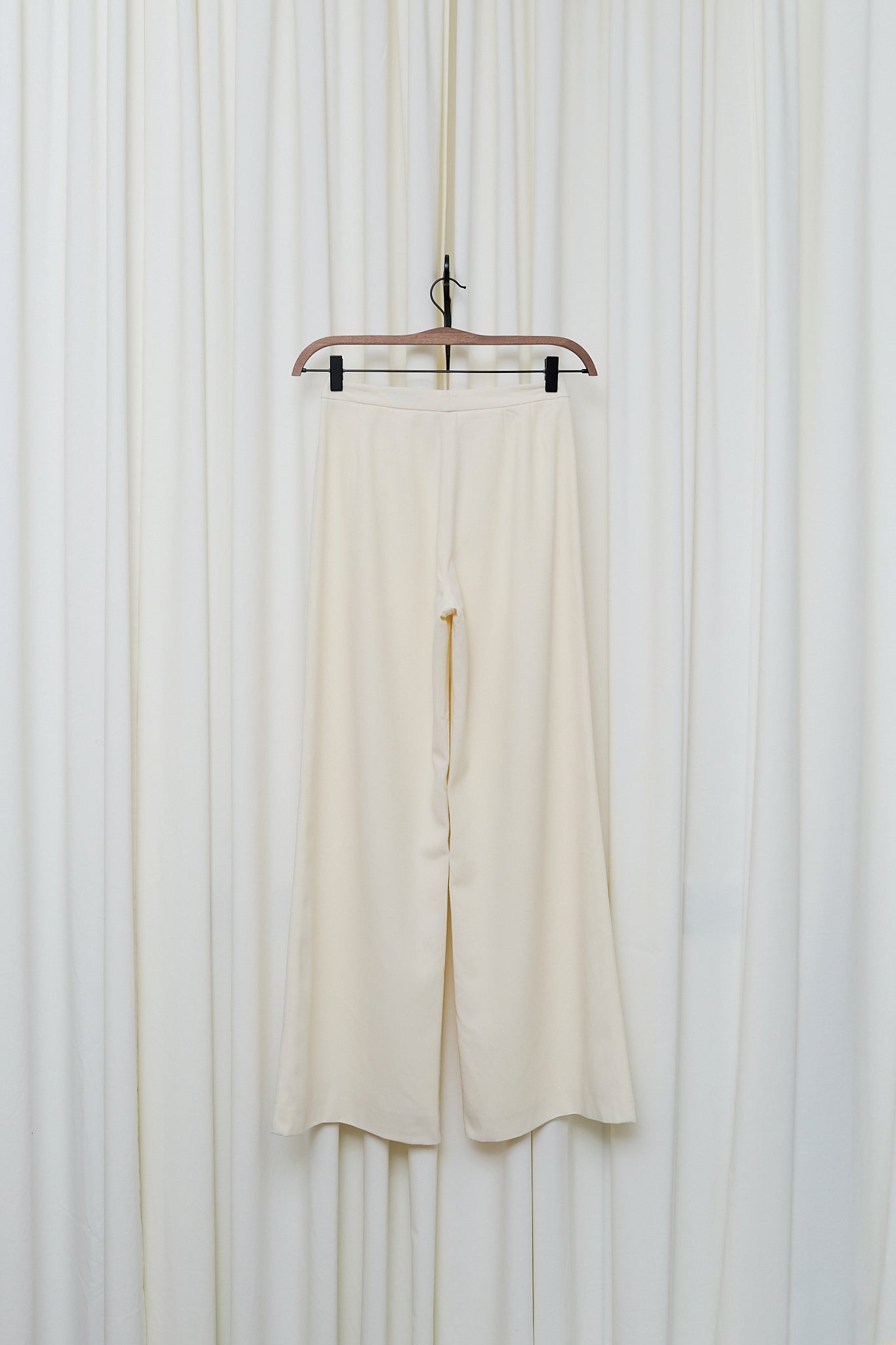 Cream wide-leg trousers