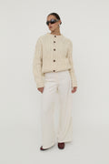 Cream wide-leg trousers