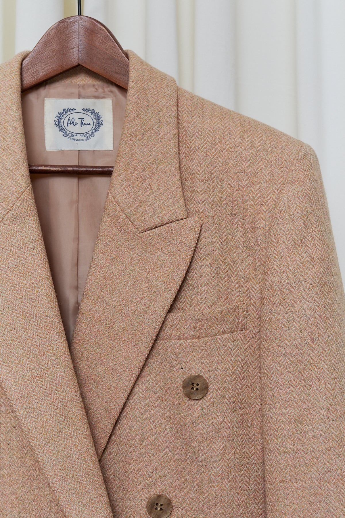 Herringbone wool double-breasted blazer