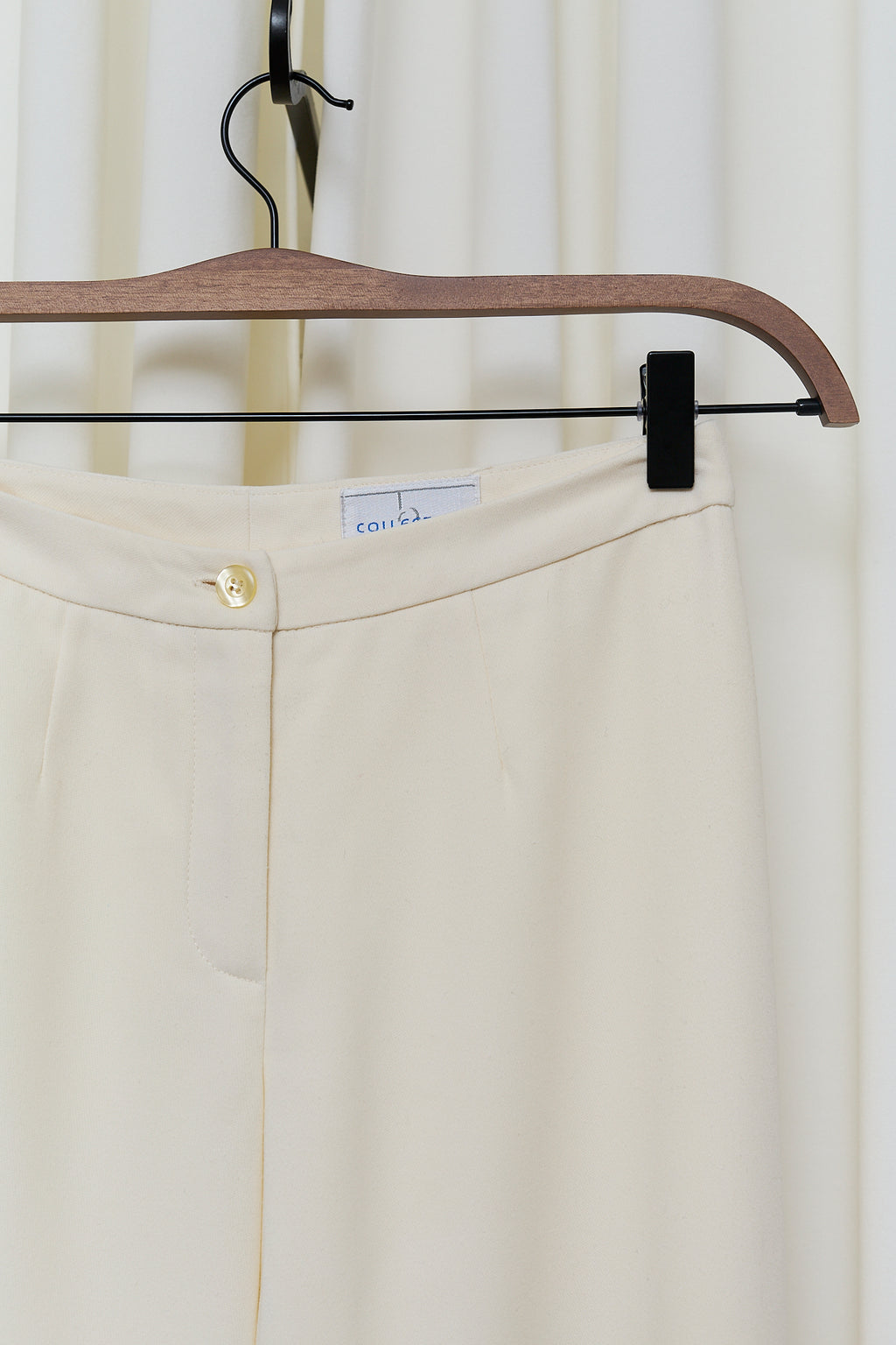 Cream wide-leg trousers