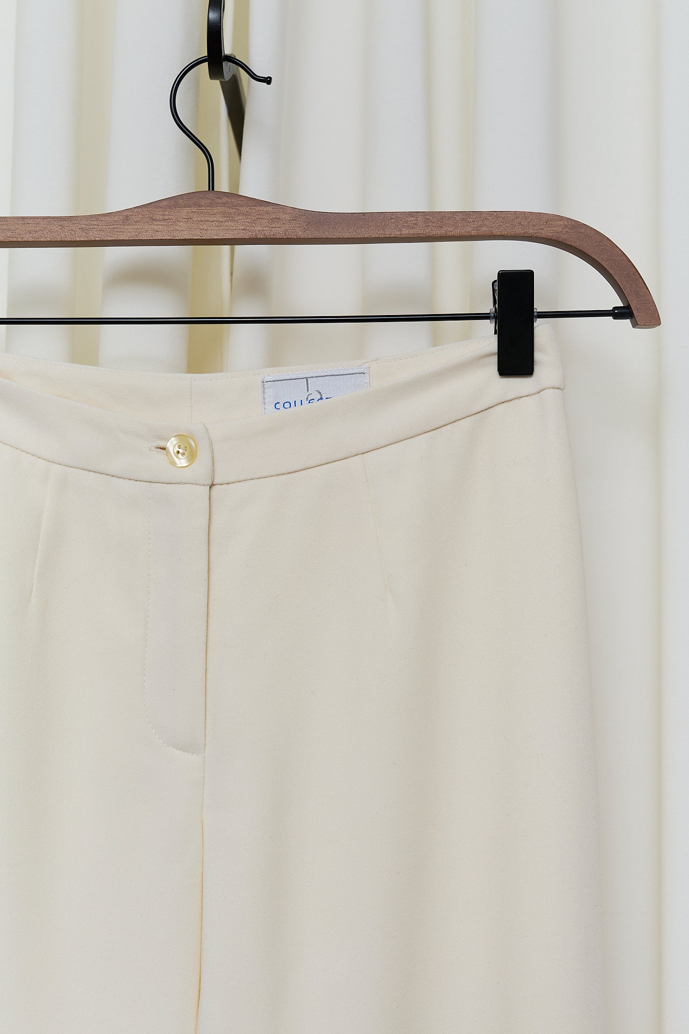 Cream wide-leg trousers