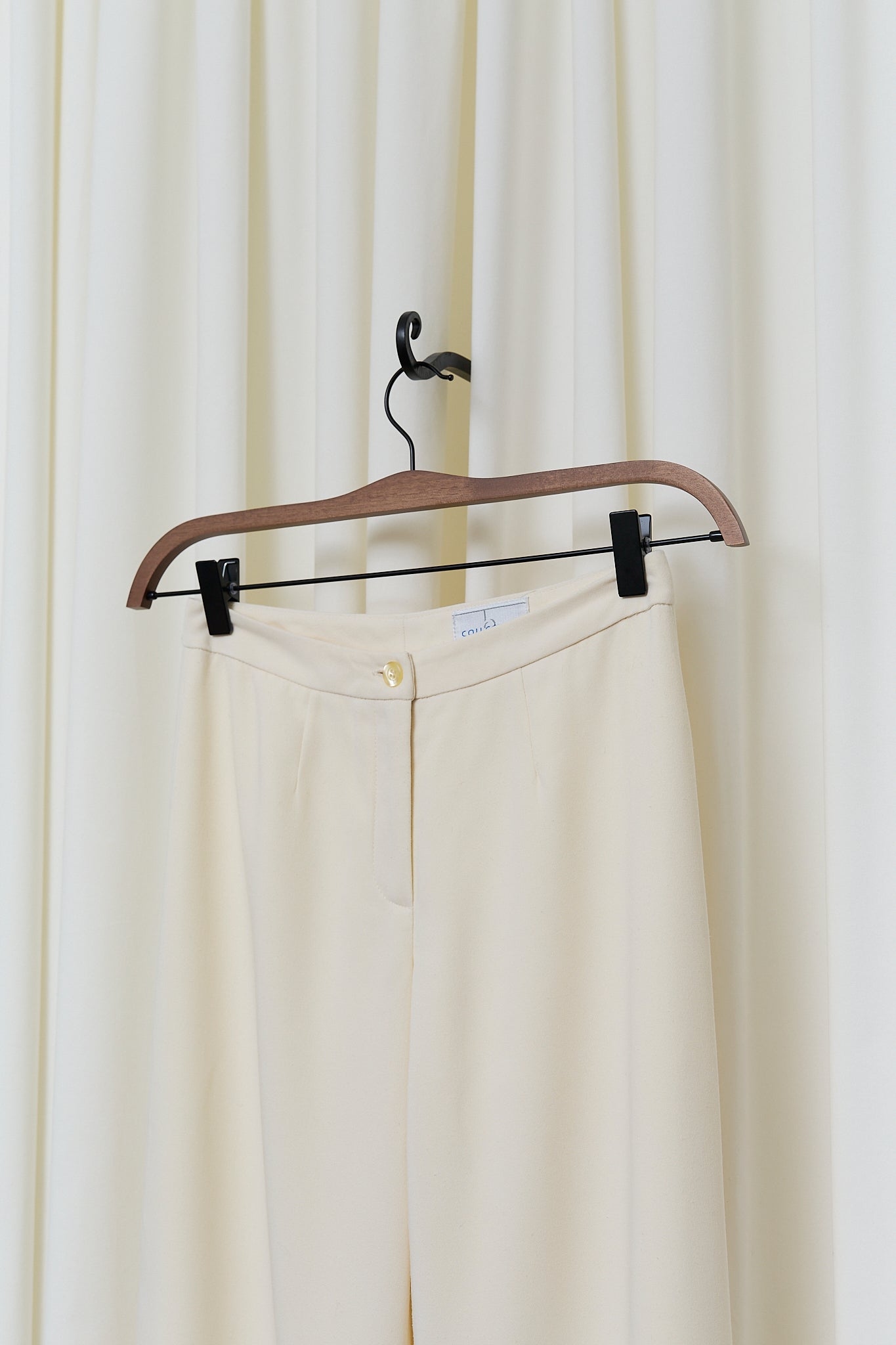 Cream wide-leg trousers