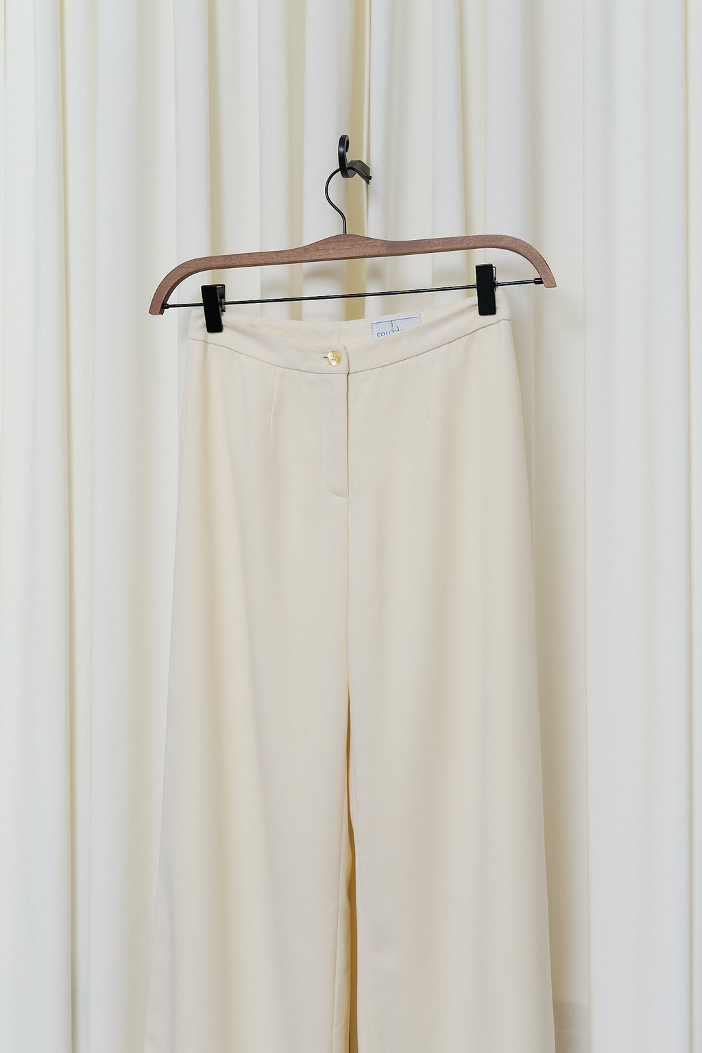 Cream wide-leg trousers