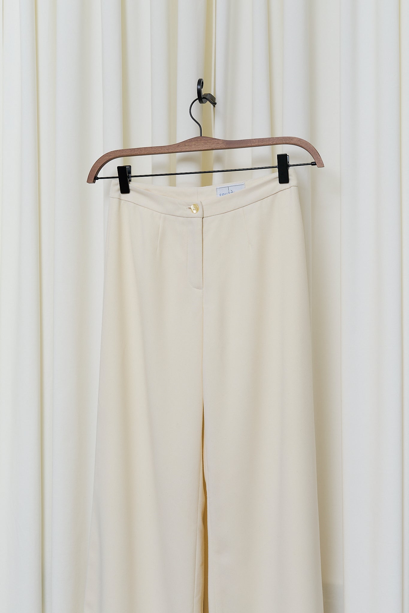 Cream wide-leg trousers