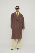 Camel power-shoulder tailored coat