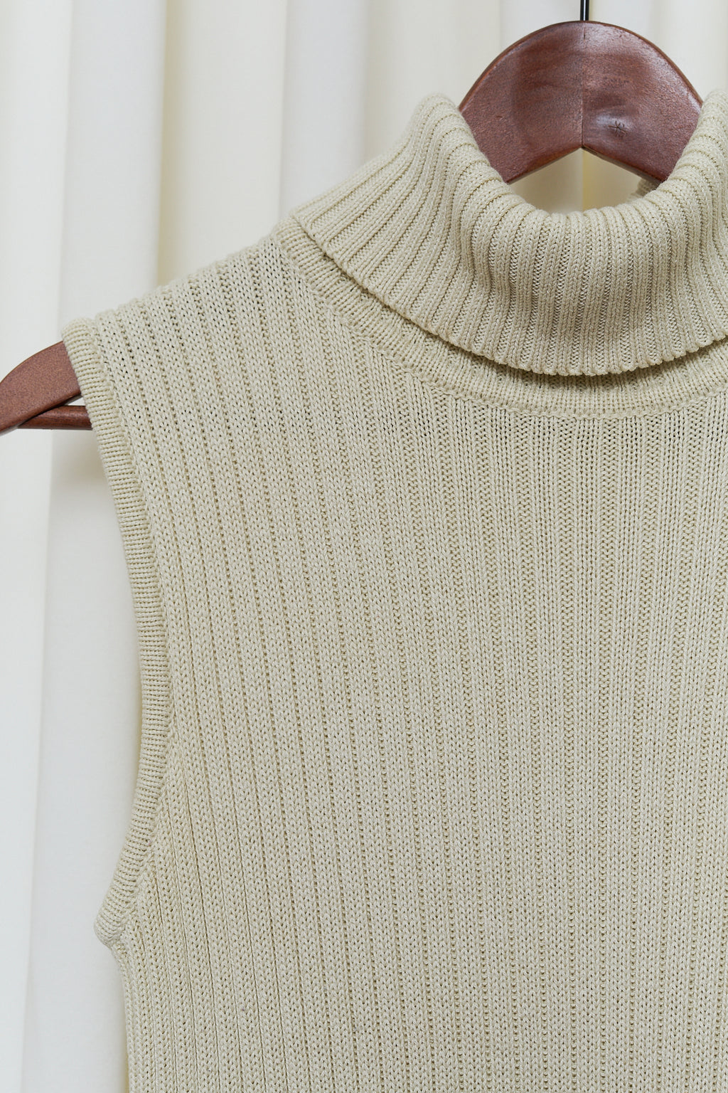 Cream ribbed turtleneck knit top