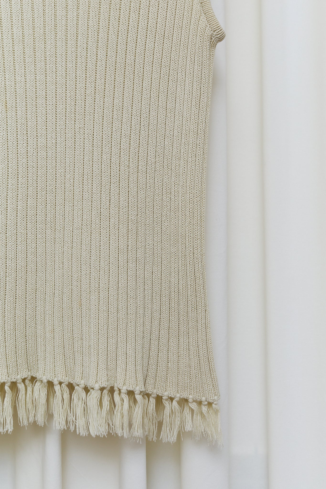 Cream ribbed turtleneck knit top