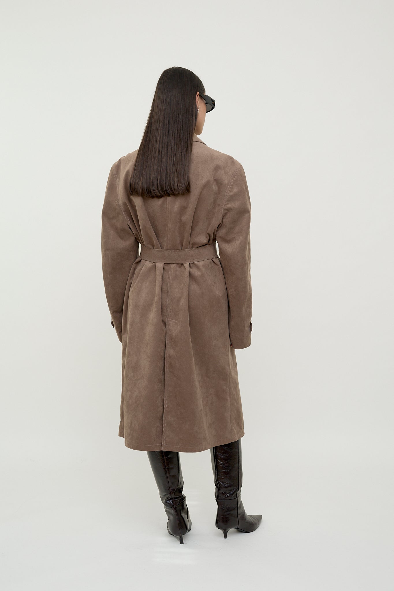 Unisex faux suede trench coat