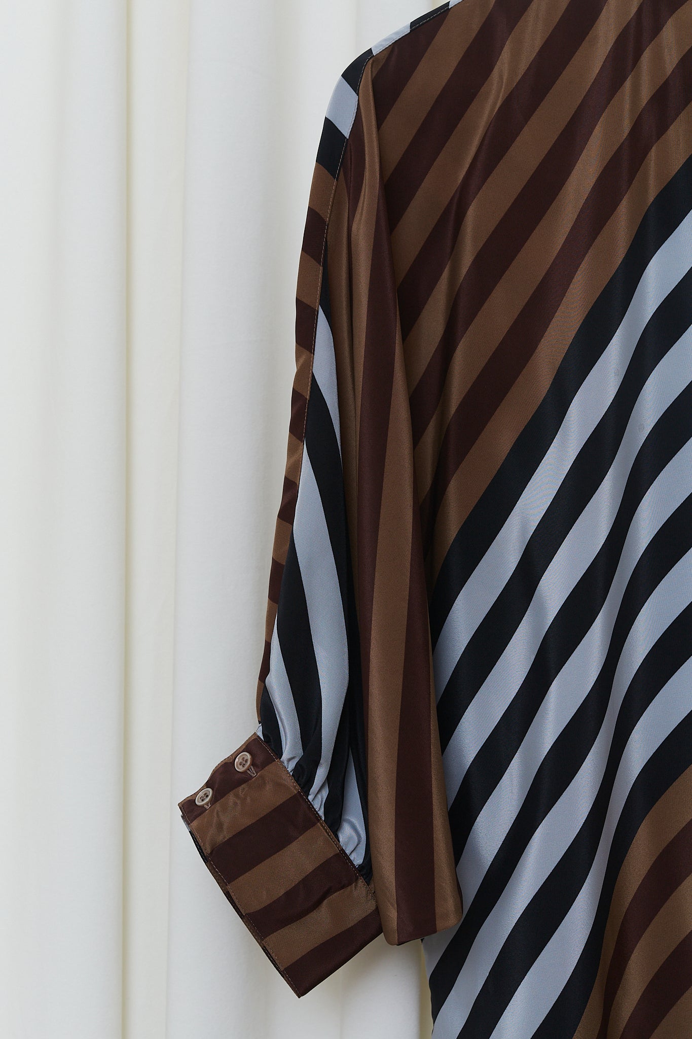Graphic striped silk blouse
