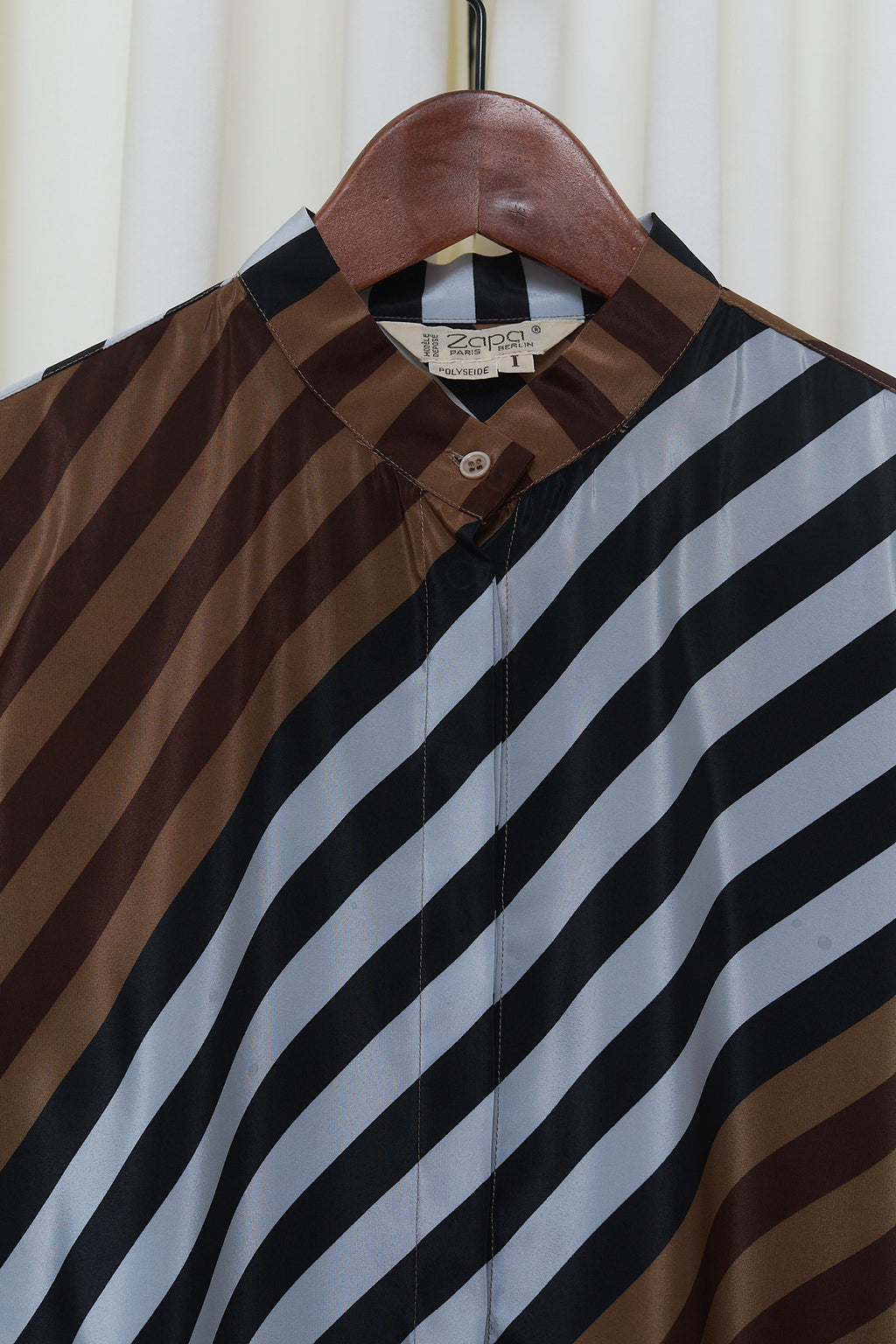 Graphic striped silk blouse