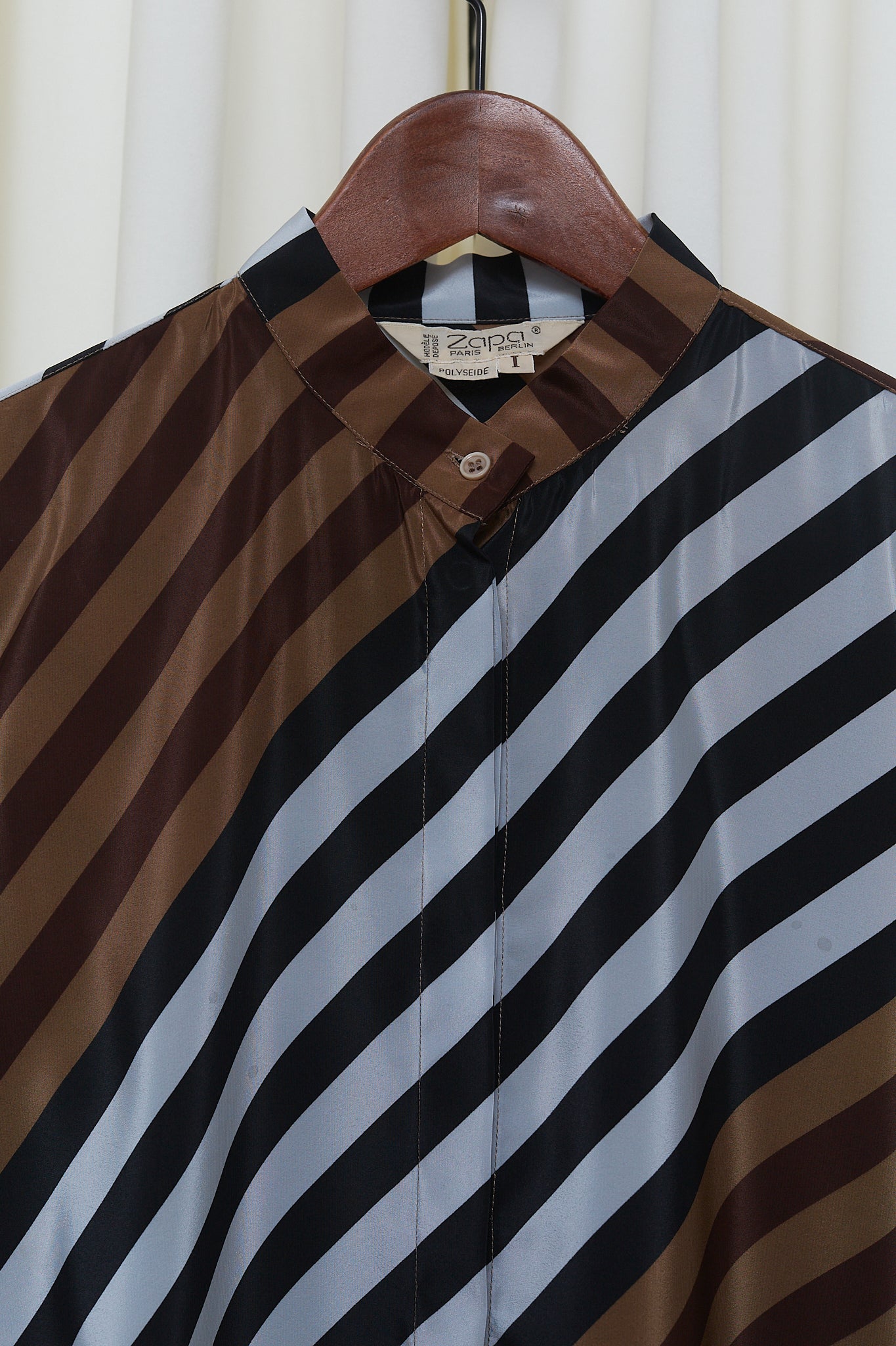 Graphic striped silk blouse