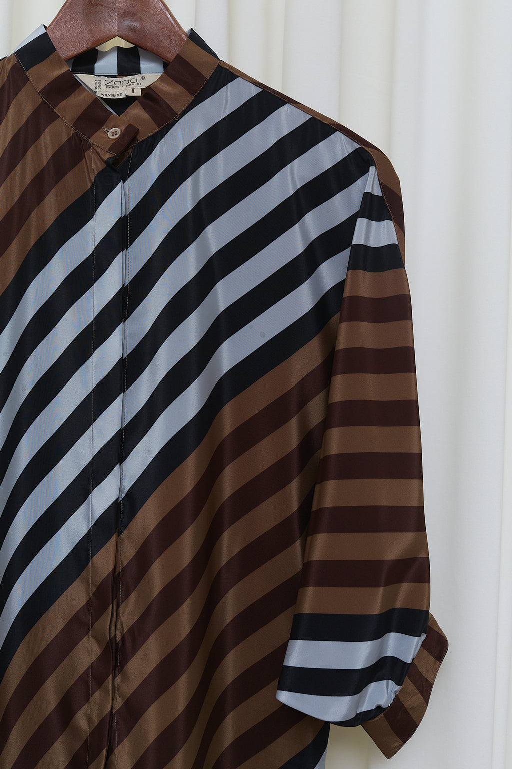 Graphic striped silk blouse