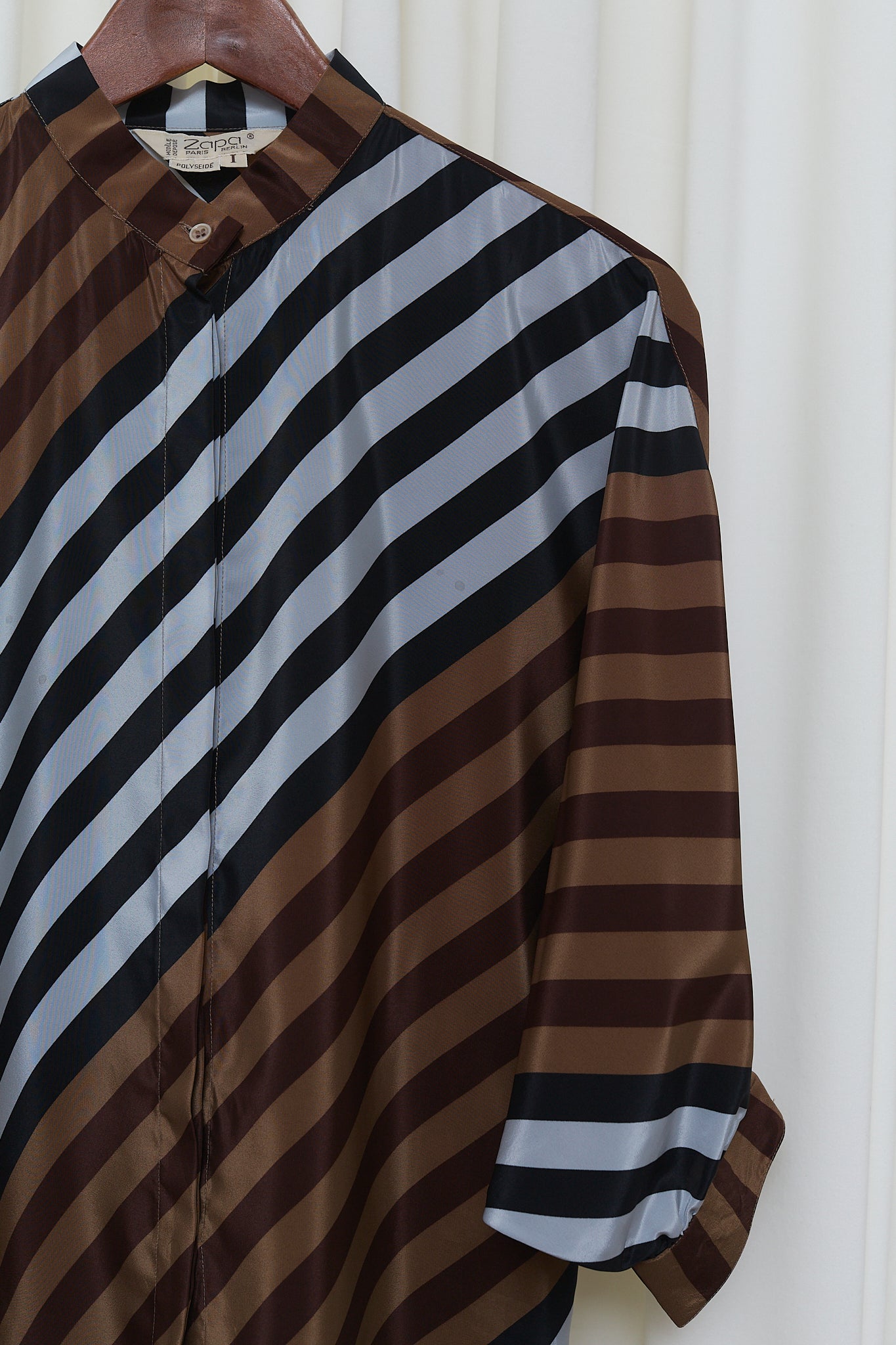 Graphic striped silk blouse