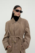 Unisex faux suede trench coat