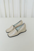 Cream leather wedge loafers