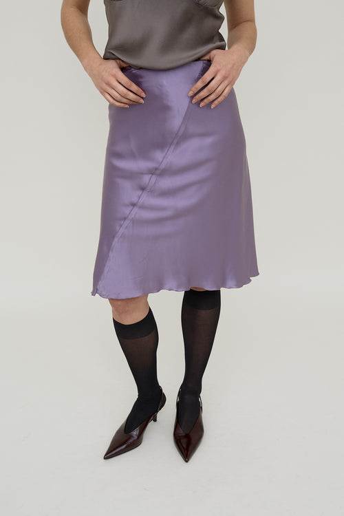 90s lilac silk slip skirt