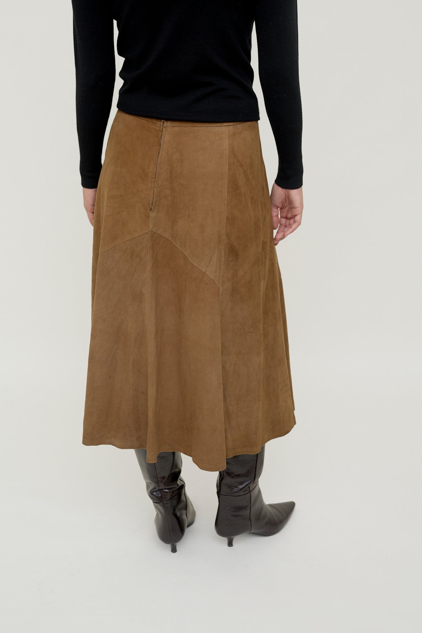 Suede A-line skirt