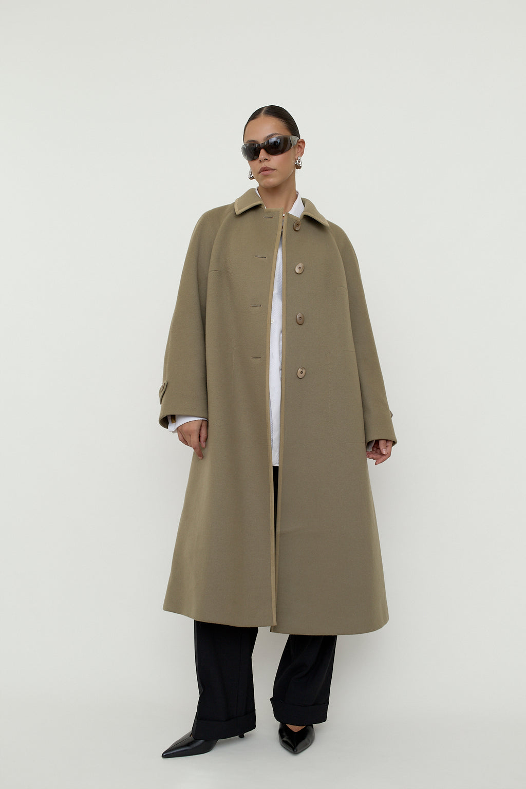Pure new wool swing coat