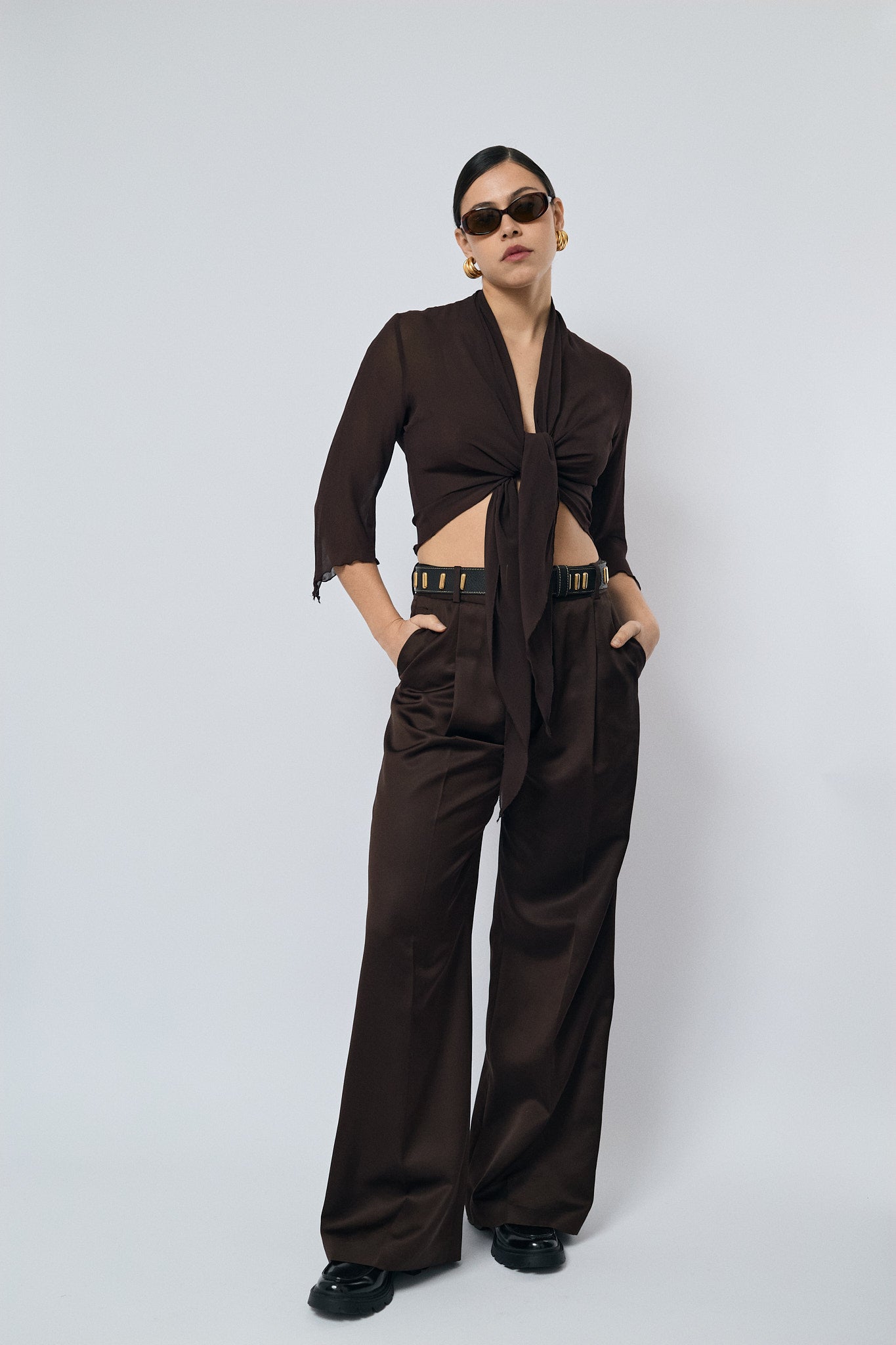 Transparent wrap blouse