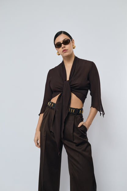 Transparent wrap blouse