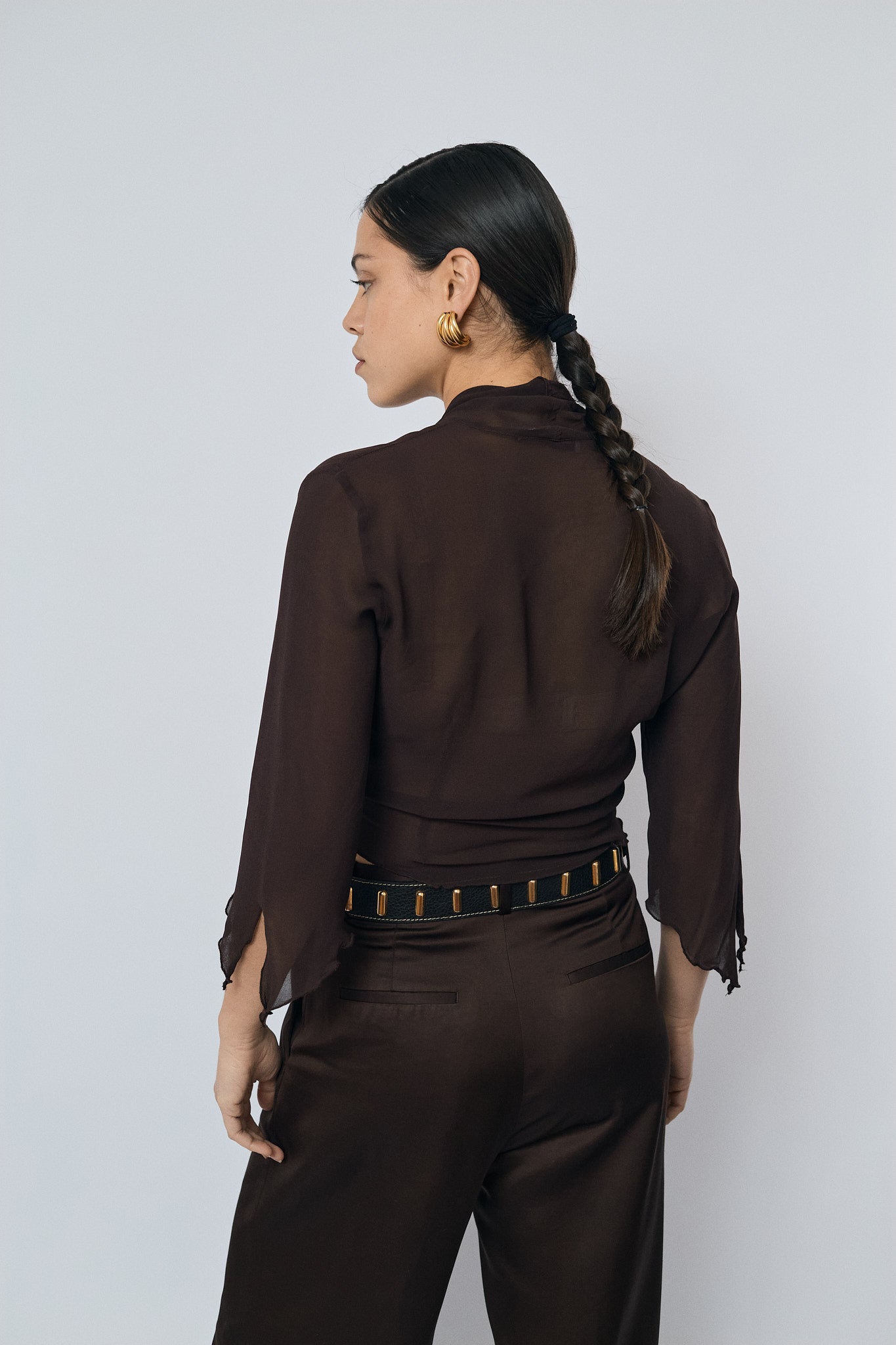 Transparent wrap blouse
