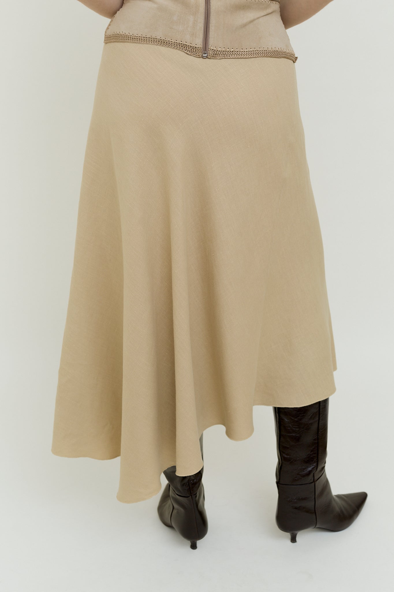 Linen asymmetric wrap skirt