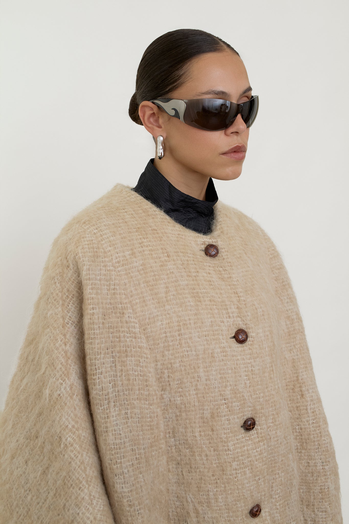 Mohair wool blend cape coat