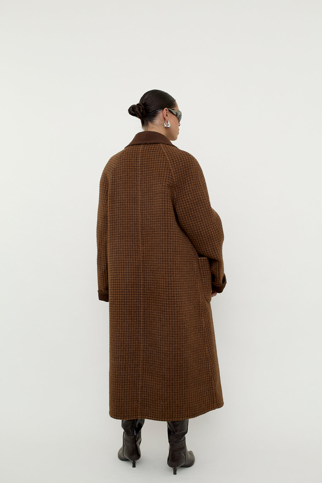 Reversible wool coat, houndstooth check