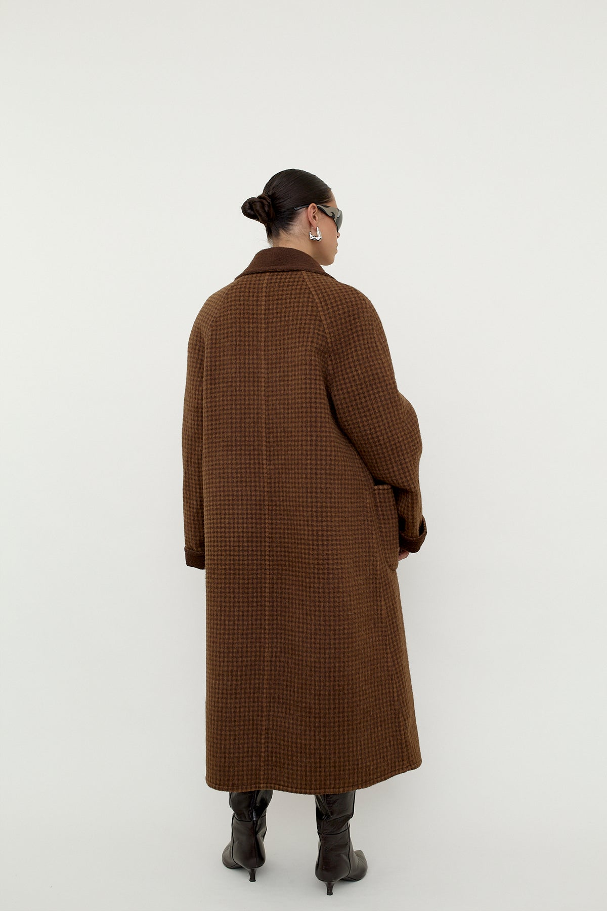 Reversible wool coat, houndstooth check