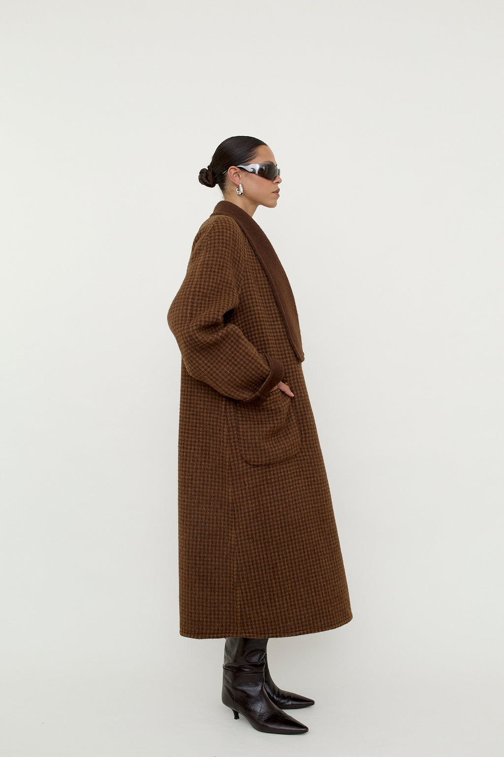 Reversible wool coat, houndstooth check